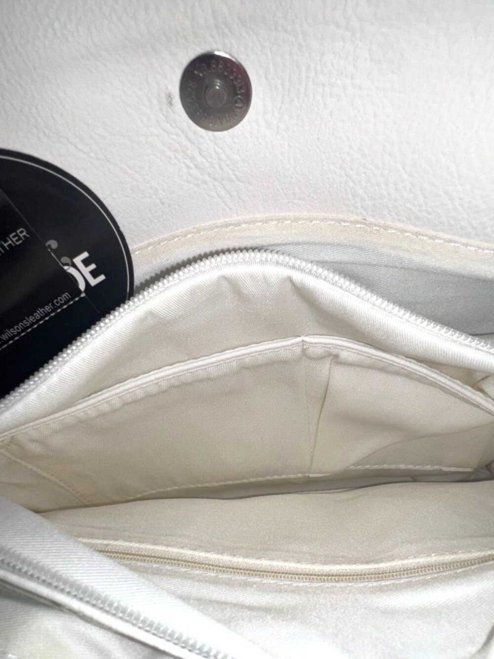 Black rivet Tote White Floral Embroidered Handbag With Adjustable Strap & Chain - Picture 5 of 10